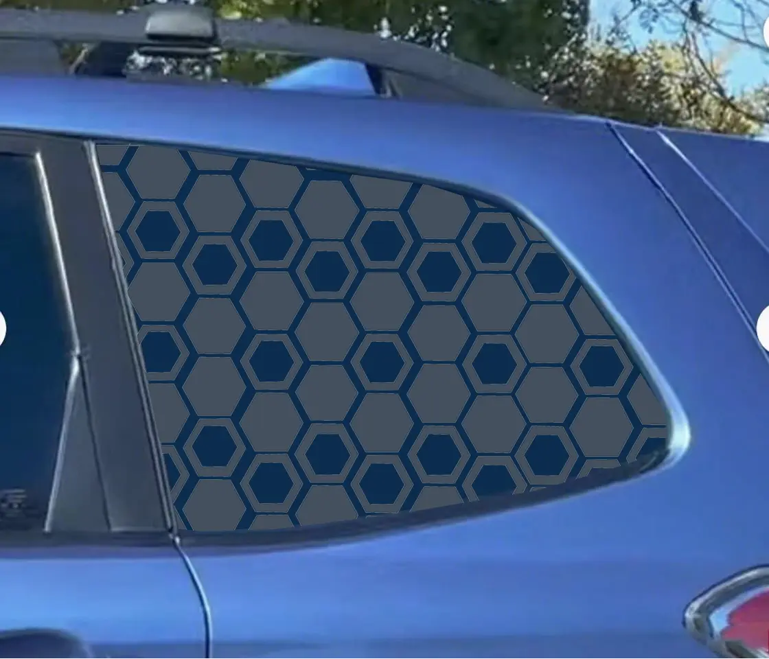 Matte Black Decorative Car Window Honeycomb Stickers, 2pcs 40x90cm Universal Football Vinyl Car Exterior Accessories