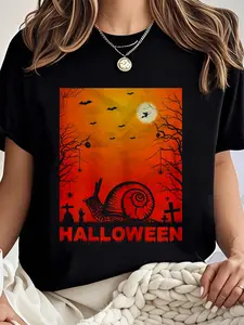 100% cotton Snail Lover Boys Girls Funny Halloween Costume Party T-Shirt Women Graphic T-Shirt Cotton Print short Sleeve Casual Top, Summer Tee Womens Tops