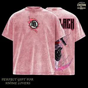 Rose Saiyan Burakku x Zamasu Vintage Washed Anime Tee | Dark Pink Aura Warrior Shirt | Powerful Energy Fighter Graphic Back | Streetwear T-Shirt | Manga Inspired Design | Cool Gift for DBZ Fans
