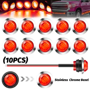 10 PCS 3/4 Inch Round Mini LED Clearance Light, LED Front Rear Side Marker Indicator Light for Truck RV Car Bus Trailer Van Caravan Boat (12V)