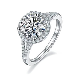 【#15】(Vita)925 Sterling Silver Luxurious Round Bezel Moissanite Ring