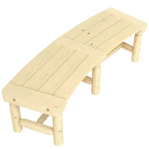 Wooden Garden Bench Natural 58 Inch Semicircular Wrap Around Tree Bench For Yard Or Garden Slatted Fir Wood Seats 660 Lbs