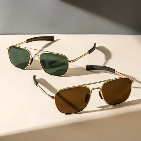 SUNGAIT Multi-pack Military Aviator Polarized Sunglasses, Vintage Square Pilot Shades with Bayonet Temples, HD UV400 Lens, Unisex Fashionable Modern Trendy Sunglasses for Driving, Mens Accessories, Mens Gifts, Fashionable Sunglasses, Aviator