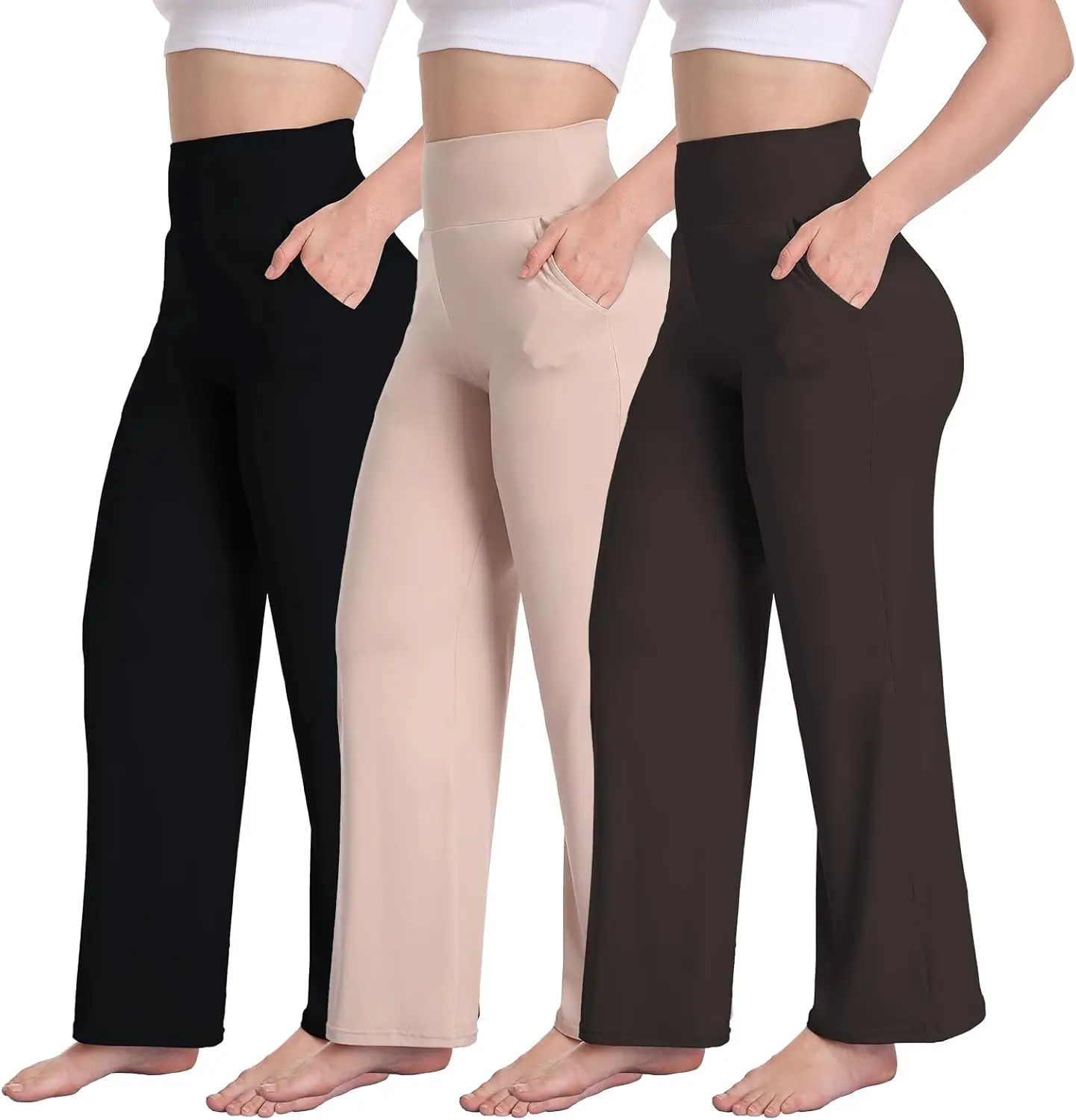 Kotii Women's Wide Leg Pants High Waist Sweatpants Loose Trousers Lounge Pants with Pockets Palao Casual Yoga Pant Pack