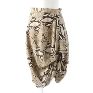 Pre-owned Celine Silk Small Leather Goods Python Print Draped Skirt Brown