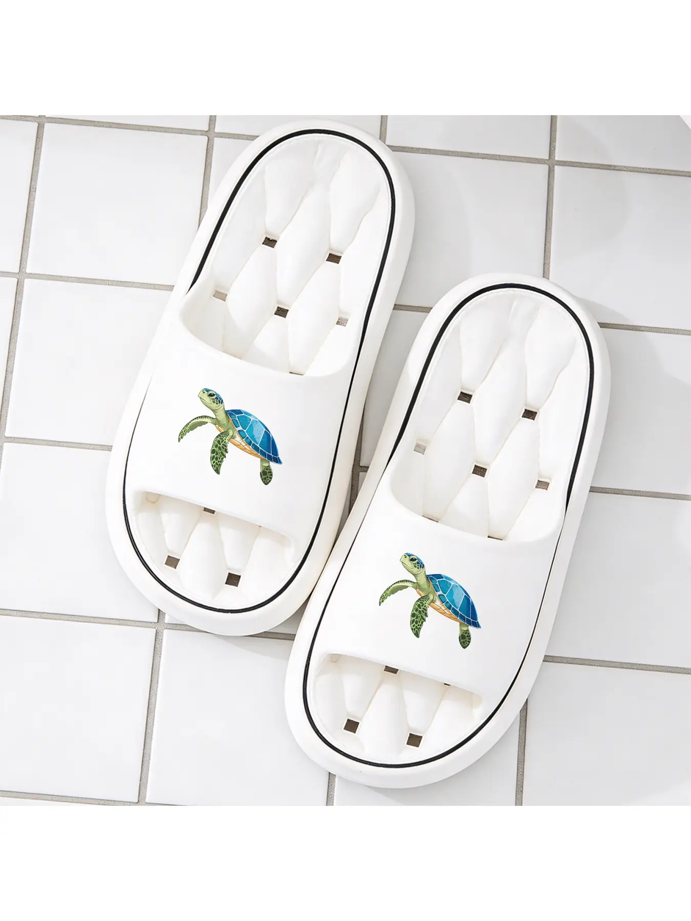 Cute Sea Turtle Drain Slippers | Quick Dry Non-Slip Shower Slides