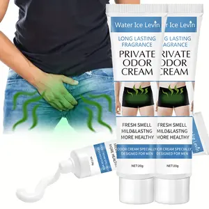 2pcs of WATER ICE LEVIN Men'S Deodorant Cream for The Private Area, Featuring a Solid Formula of 2Oz - Provides Enduring Freshness And Odor Management, No-Rinse Formula Designed for Sensitive Skin, Light Beige Color, Gentle And Refreshing Scent
