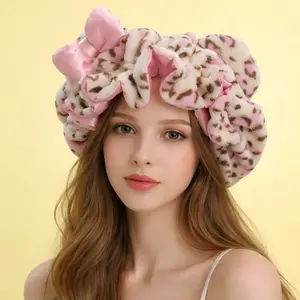 Pretty Wild Satin Bonnet with Pink Bow and Leopard Print Design for Stylish Hair Care.