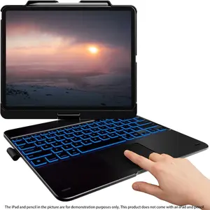 Touch Keyboard Case for iPad, Foldable Tablet Keyboard, Multi-Touch Trackpad, Mixed Color Backlight, 360° Rotatable, Thin & Light Design, Tablet to Notebook Converter