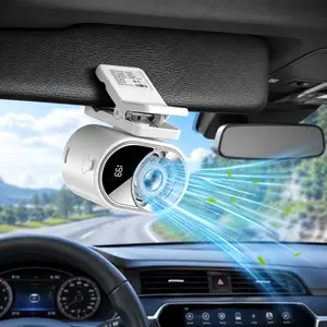 Car LCD Clip Personal Fan - 360° Rotation Portable Turbo fan, 4 Speeds Adjustable, USB Rechargeable Personal Cooling Fan 1800mAh Battery, Clamp-Anywhere