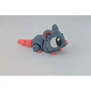 Mini Flexi Rat Keychain Charm - 3" PLA Bio-Plastic Fidget Toy with Expressive Eyes & Segmented Tail for Bags & Keyrings