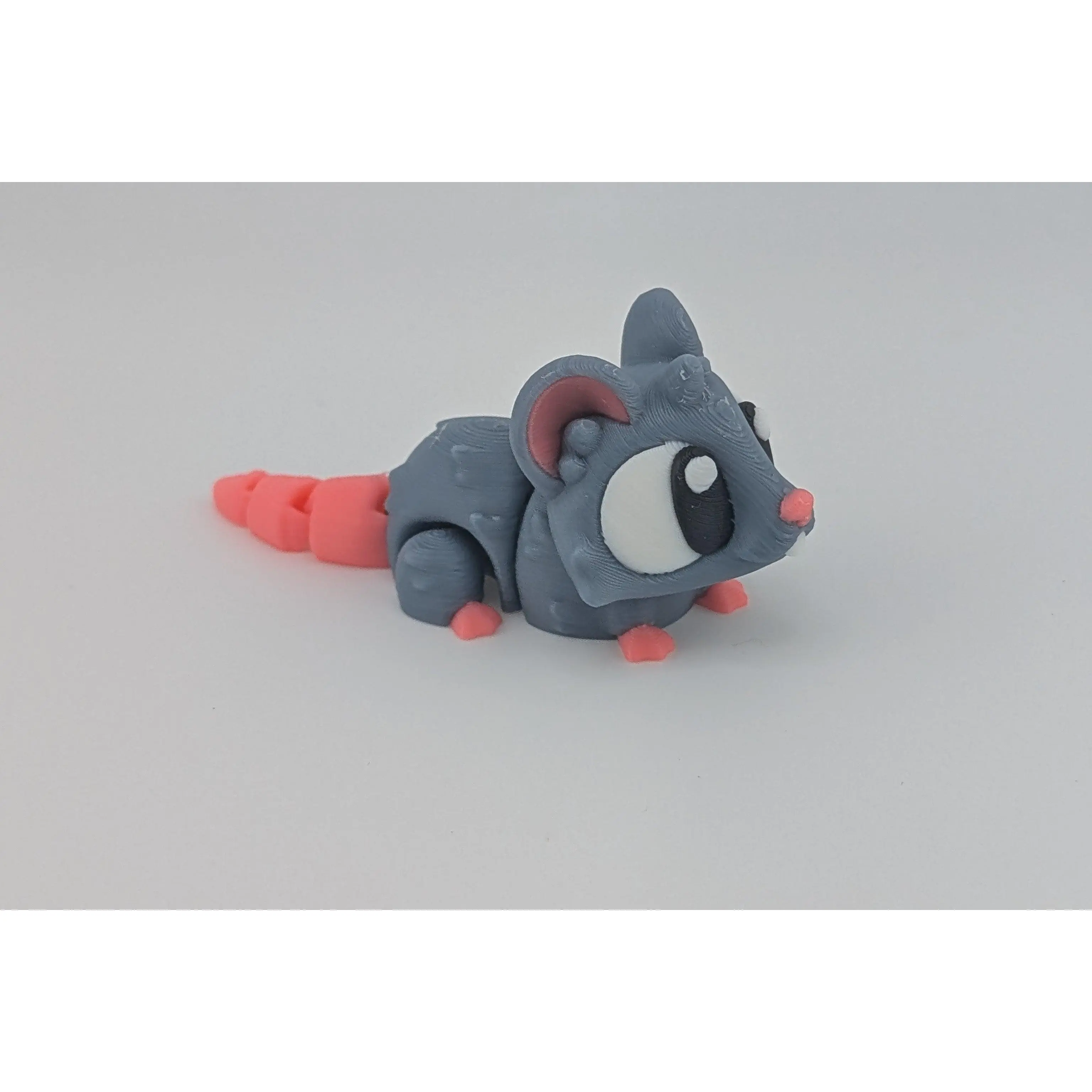 Mini Flexi Rat Keychain Charm - 3" PLA Bio-Plastic Fidget Toy with Expressive Eyes & Segmented Tail for Bags & Keyrings