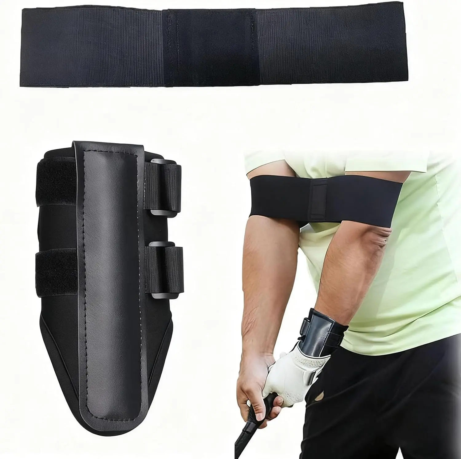 Golf Wrist Training Aid with Arm Band - Angle Correction, Grip Practice Enhancement, Muscle Memory Building, Swing Consistency & Accuracy Improver for Beginners, All Levels