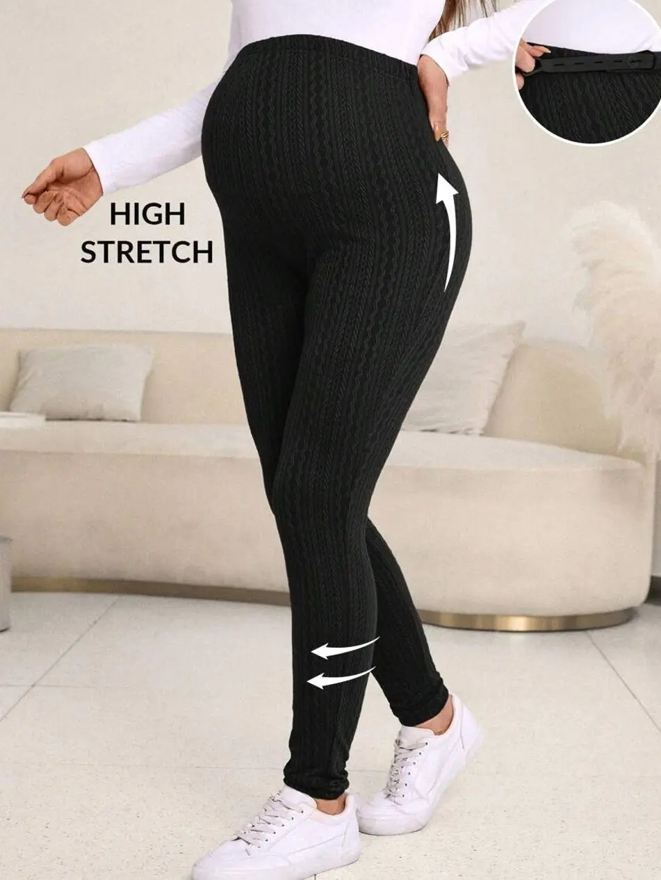 Maternity Leggings Adjustable Waist High Elastic Pregnancy Pants Comfortable Slim Fit Daily Wear