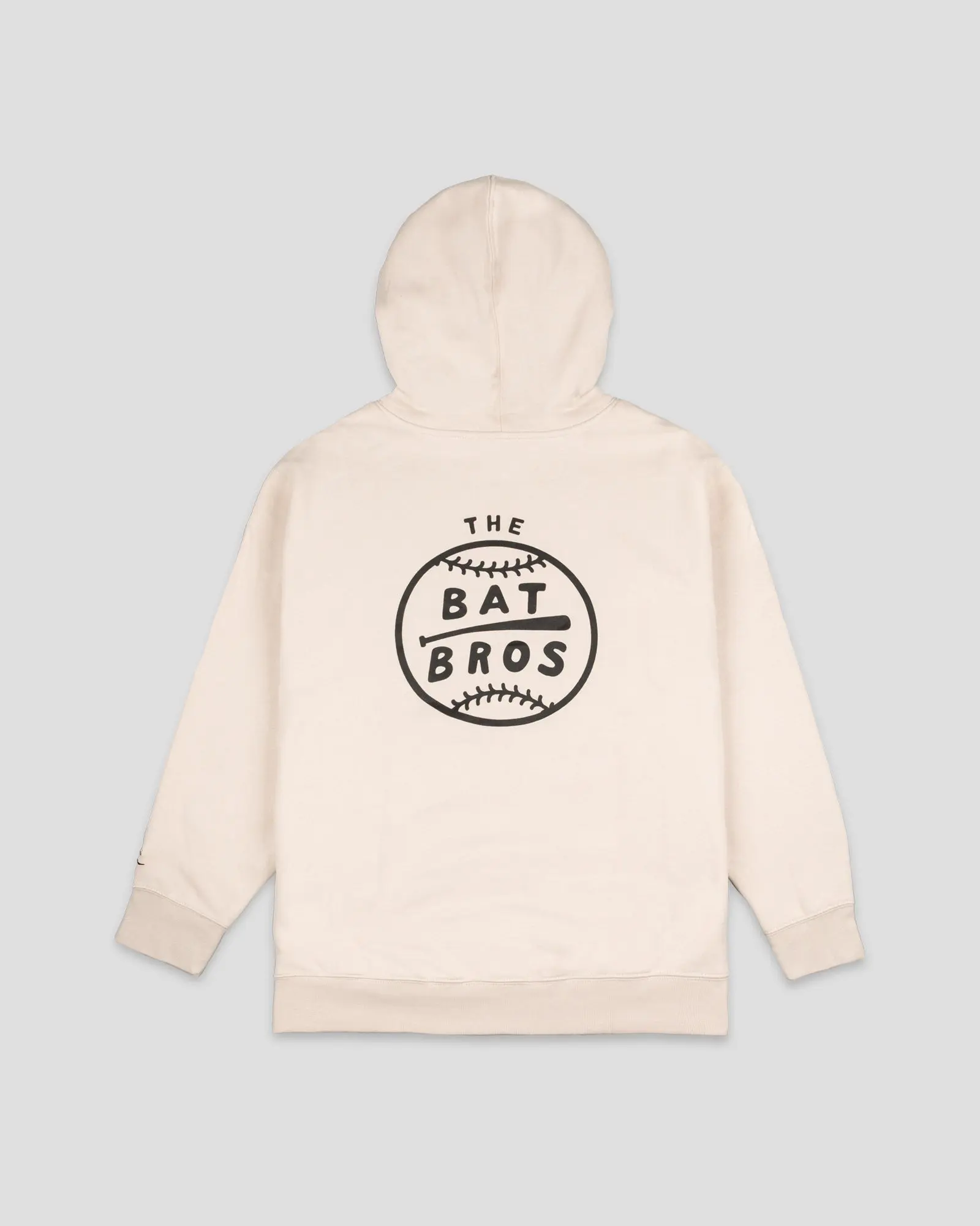 Women's Bat Bros Youth Graphic Hoodie - Cream, Casual Poly-Cotton Fabric Pullover Tops with Relaxed Fit, Long Sleeve for Baseball Players