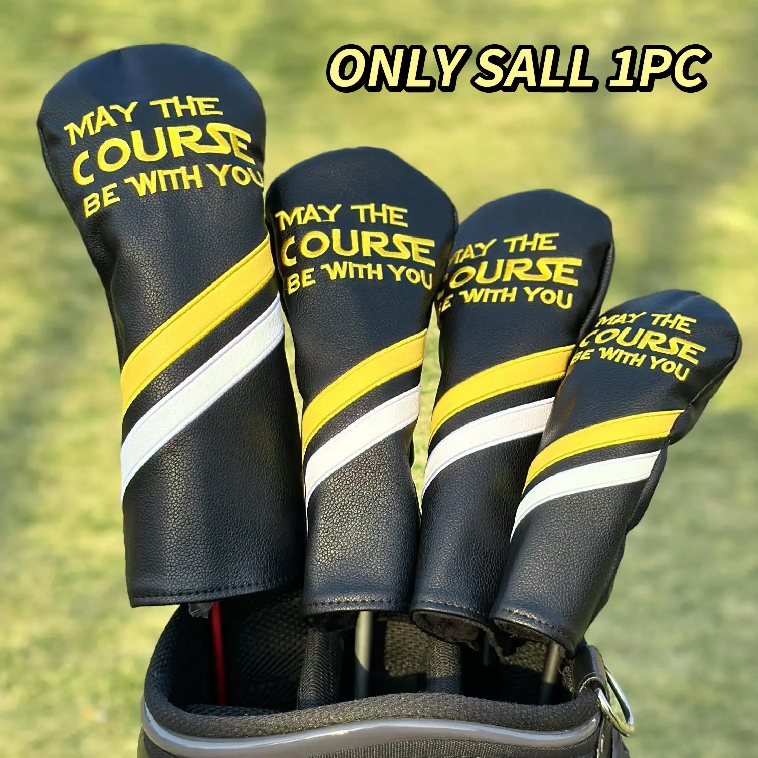Mt Letter Design Golf Club Covers, Golf Accessory, 1pc/4pcs Driver Fairway Hybrids Headcovers, Funny Golf Club Protective Cover for Men Women
