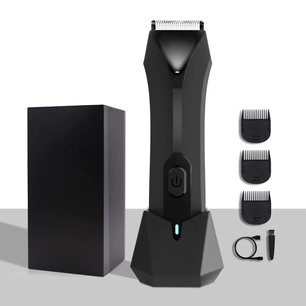 Electric Groin Hair Trimmer, Replaceable Skin Safe Ceramic Blade Heads, Waterproof Wet Dry Clippers, Rechargeable and Wireless Charging Body Trimmer,