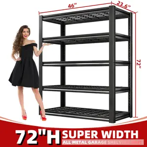 3000-pound Capacity Garage Shelving Unit, Metal Storage Rack for Warehouse and Kitchen Item Storage, Practical Shelf Measuring 72"H x 47.2"W x 23.6"D