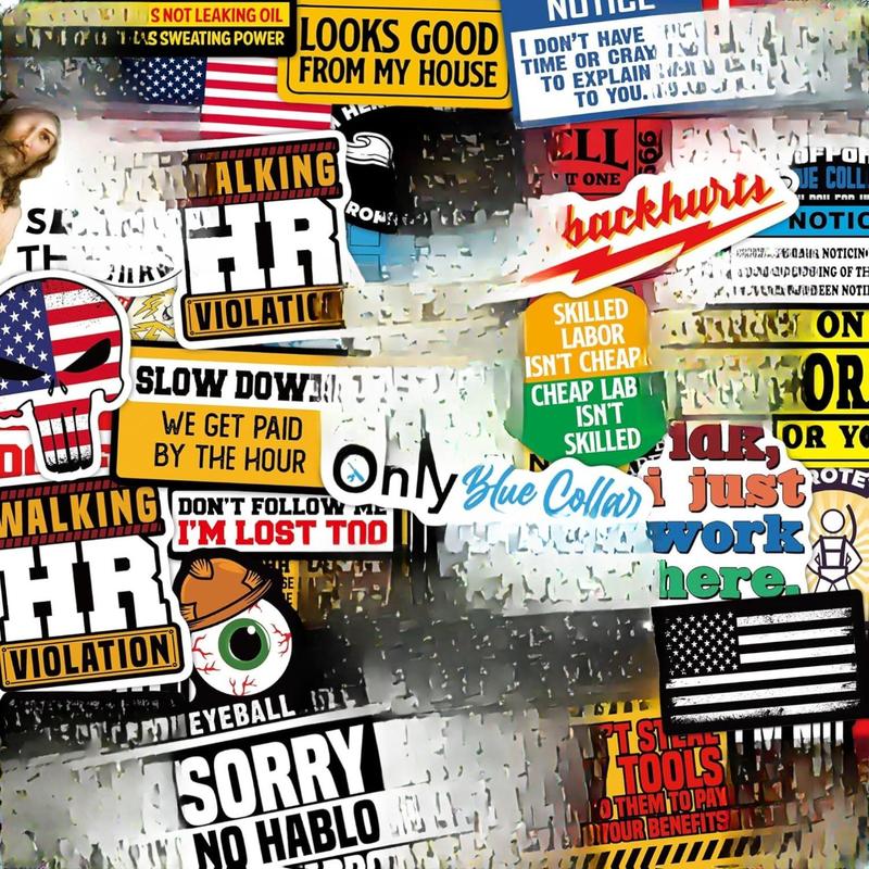 150 PCS Hard Hat Stickers for Adults - Funny Dirty Waterproof Vinyl Stickers for Water Bottle Laptop Helmet Tool Box Cars Blue Collar Stickers for Men