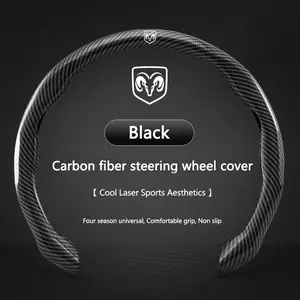 Carbon Fiber Car Steering Wheel Cover, Anti-Slip Booster for Dodge Sxt, Challenger, RAM 1500 2500 3500, Charger, Avenger, Durango, Caliber