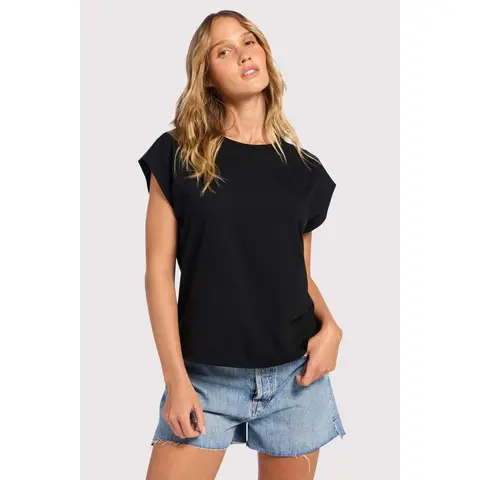 nuuds Women's Minimalist Straight-Fit Loose Muscle Tee - Soft Luxury Cotton Jersey Knit Fabric, Casual Plain Flattering Sleeveless Round Neck, Clean Sleeve Folds, XS Everyday Basic Tops for Women