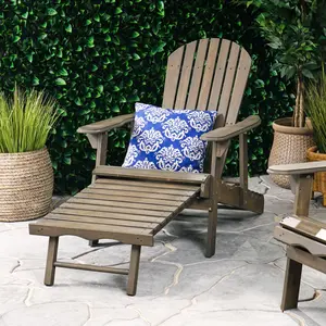 Outdoor Reclining Adirondack Chair with Footrest Acacia Wood Patio Adirondack Chair Fire Pit Lounge Chairs 3 Angle Adjustment All-Weather Furniture for Courtyards Poolside Garden