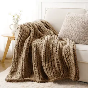 Battilo | Handmade Cable Knit Crochet Blanket, Spring Cozy Rope Knot Throw Blankets for Couch Home Decor,50"x60"