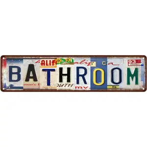 Vintage Bathroom Metal Tin Signs Street Signs Home Wall Decor 16x4 Inches