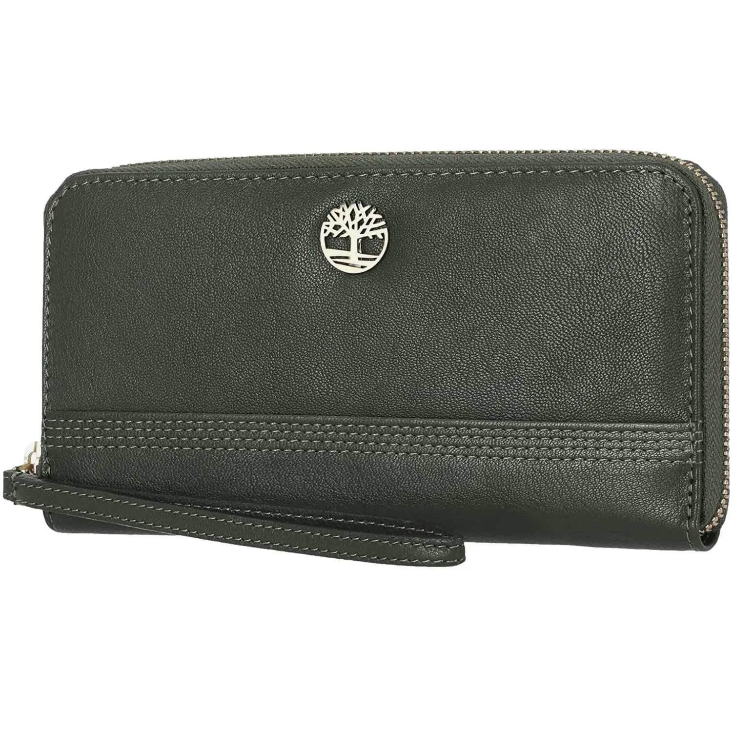 Timberland Women's Leather Zip Around RFID Wallet with Wristlet Strap Grape Leaf