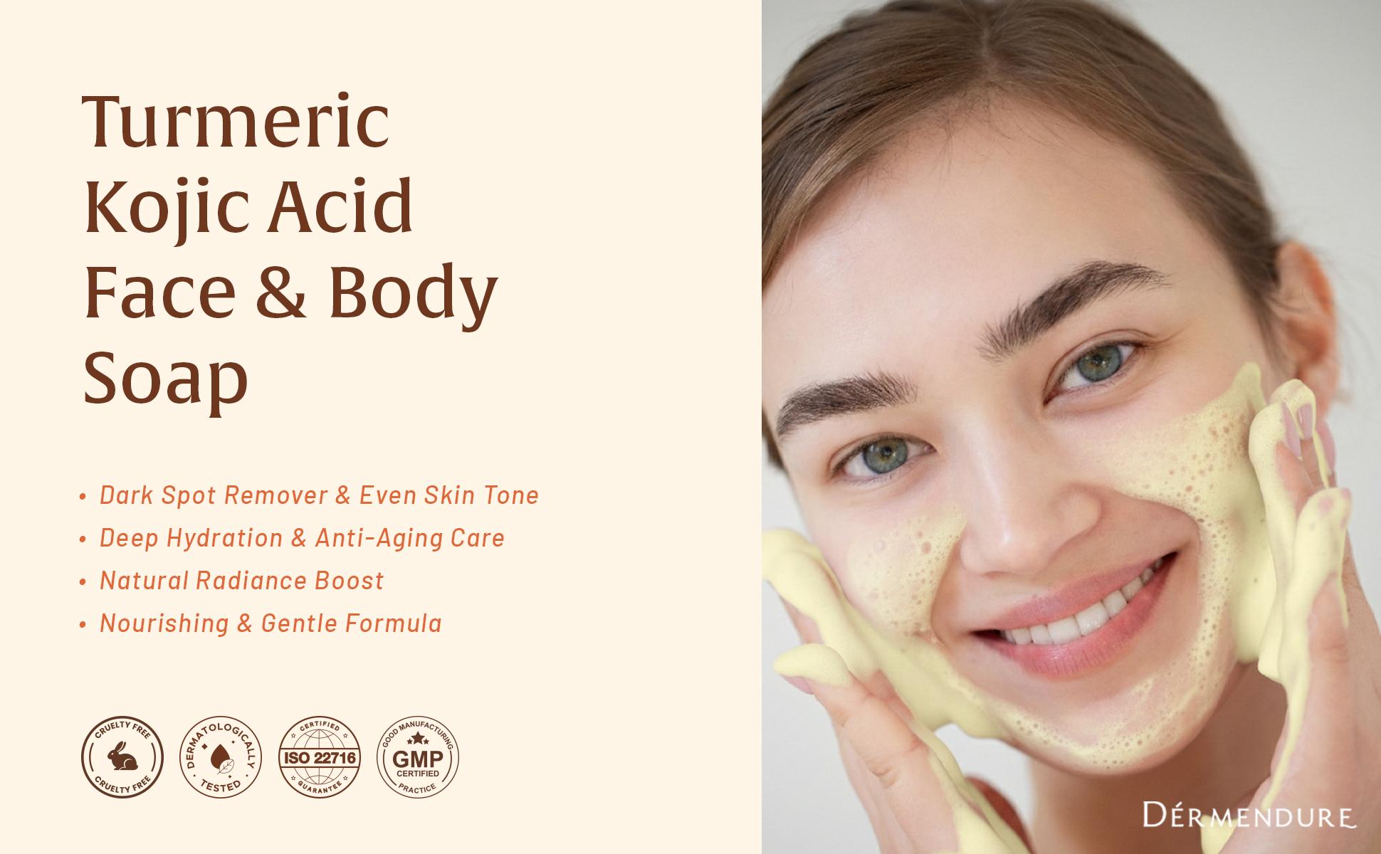 Lemon Turmeric Kojic Acid Soap, Hand-made Soap, Turmeric Soap, Face & Body Soap – 6 Bars