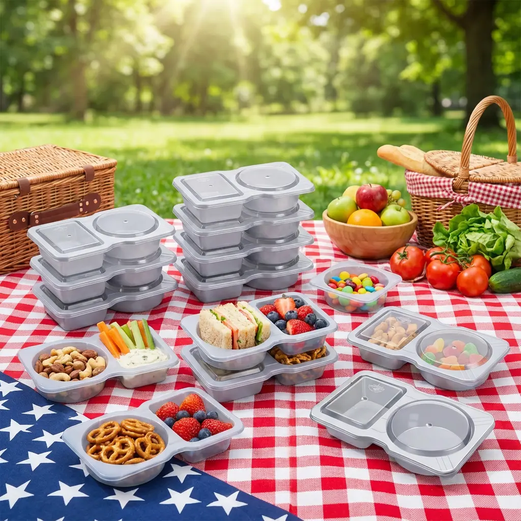 20 Pcs Transparent Reusable Plastic Food Storage Snack Containers with Lids - Portion Control Snack Packs Container, Camping Essentials for On-the-Go Meals Prep