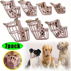 7 Pcs Softness Plastic Dog Muzzle Anti Bite and Adjustable Pet Basket Dogs Training Mouth Cover Mesh Cage Beauty & Personal Care