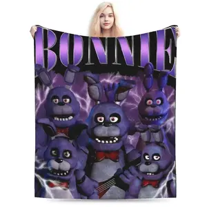 Vintage FNAF At Freddys Bonnie Warm Soft Blanket  Camping Plush Throw Blanket Funny Couch Chair Flannel Bedspread Sofa Bed Cover