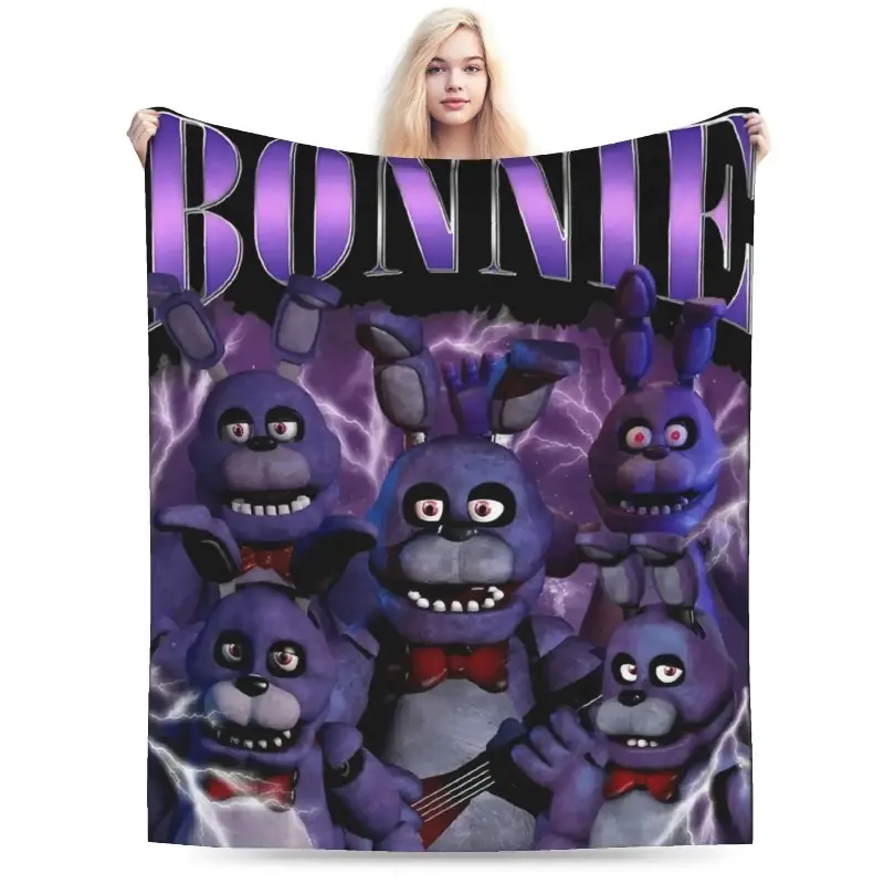 Vintage FNAF At Freddys Bonnie Warm Soft Blanket  Camping Plush Throw Blanket Funny Couch Chair Flannel Bedspread Sofa Bed Cover