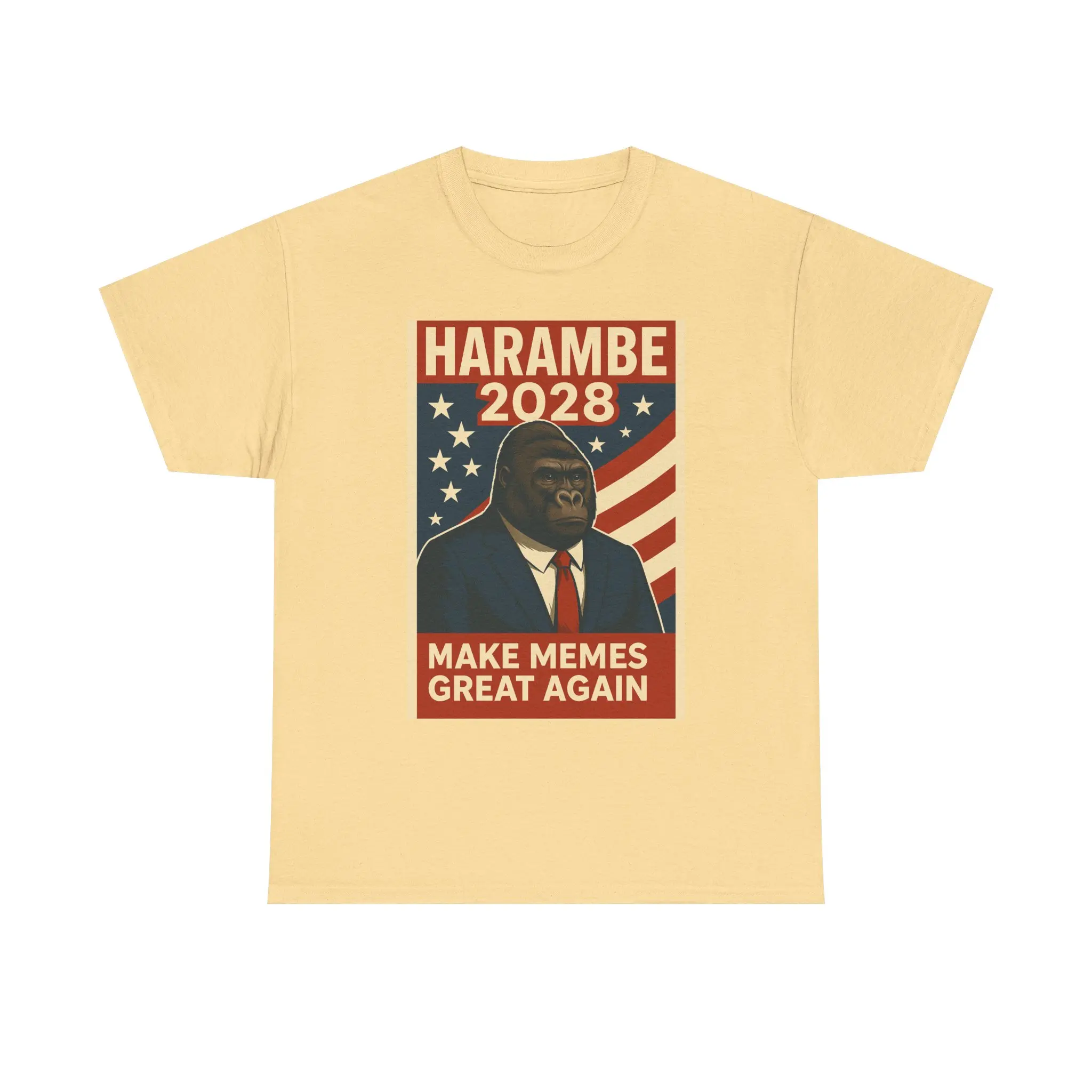 Harambe 2028 Meme Tee, Funny Election Shirt, Political Humor Top, Retro Graphic T-Shirt, Unisex Cotton Tee