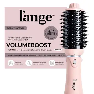 L'ANGE HAIR - VolumeBoost 60mm 2-in-1 Ceramic Volumizing Brush Dryer with Coconut Oil Infused Barrel & Negative Ion Technology for Frizz-Free Shine Ionic Hairdryer Fast Drying Smooth