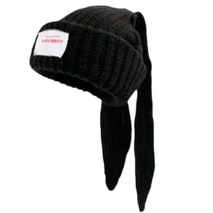 Cute Rabbit Ear Winter Beanie Hat, Casual Soft Comfortable Warm Knit Hat for Fall & Winter, Fashion Crochet Skull Cap for Men Women