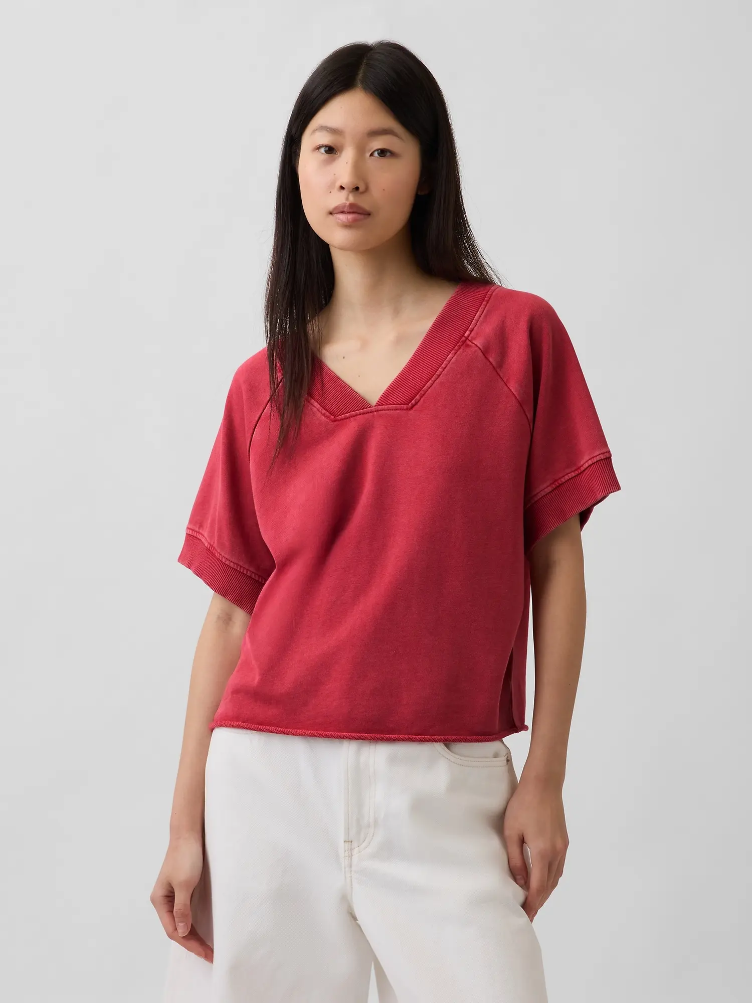 Gap Women's VintageSoft Terry Oversized V-Neck Sweatshirt