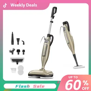 [WeeklyDeals]DEVOAC VM6 Rotating Steam Mop, Electric Cleaner for Sticky Grime & Grease. 10-in-1 with 3 Steam Settings for Floors, Walls, Tiles, Cabinets. Fast Heat-Up.