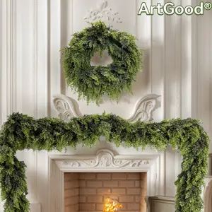 ARTGOOD 72-Inch Christmas Cedar Garland Elegant artificial wreath with 60 lifelike leaves, perfect for mantels, indoor/outdoor holiday parties, hotel/commercial displays. Ideal Christmas gift that brings rich festive atmosphere to any space.