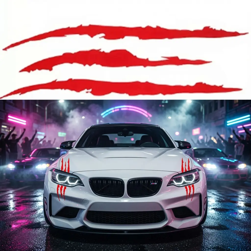 4-Pack Self-Adhesive Claw Mark Pattern PET Reflective Car Headlight Stickers, 15.7x4.7in Vehicle Decor Stickers for Cars, Car Decorative Sticker, Cool Car Decoration homedecor