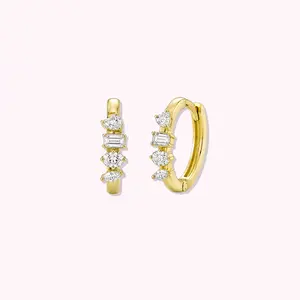 14K Solid Gold Multi Shape Lab Grown Diamond Hoops