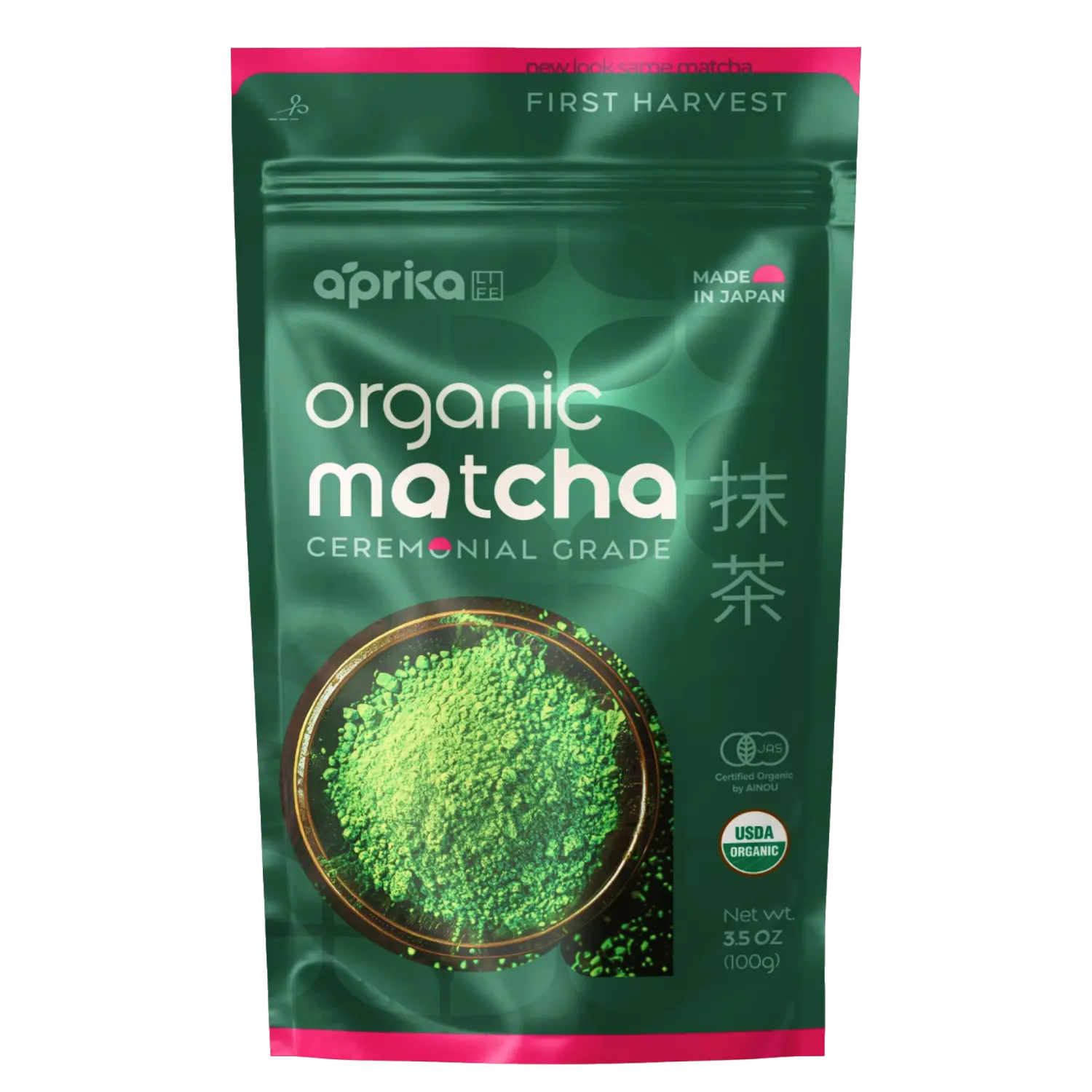 APRIKALIFE Organic Japanese Ceremonial Grade Matcha Green Tea Powder - First Harvest, USDA & JAS Certified, Smooth Flavor