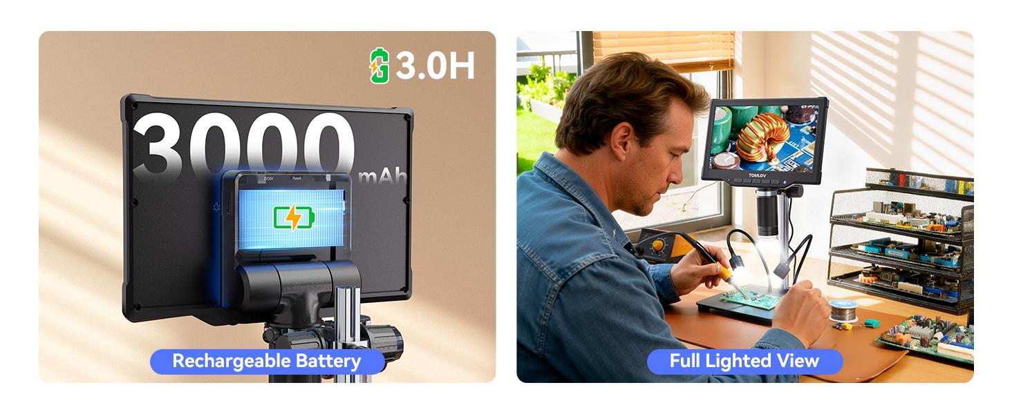 TOMLOV DM10 10.1" Digital Microscope: 1080P 1200X HD IPS Coin Microscope Magnifier for Error Coins with Light, 16MP LCD Soldering Microscopes for Adults with Screen, PC View, 32GB