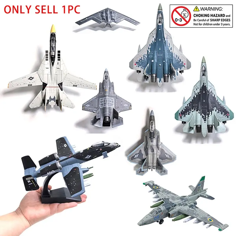 1:72 scale model STEM building blocks toys of American F22, F35, F14, B2 stealth fighters, and Russian famous Su35s, Su57s multi-purpose fighters, model aircraft, suitable as birthday gifts DIY Building Model Aircraft Building Set