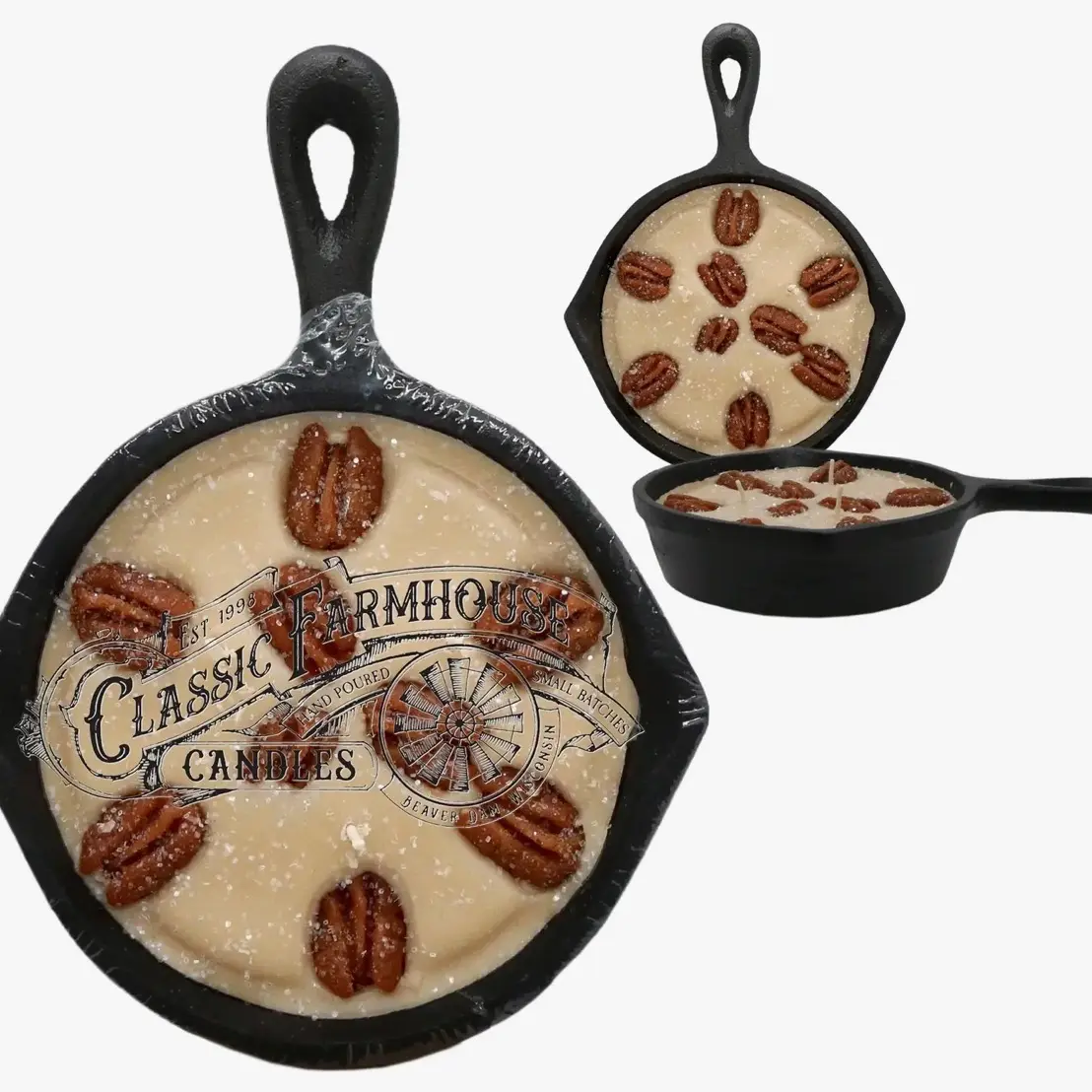 Classic Farmhouse Candles Pecan Caramel 8 oz Cast Iron Pan Candle