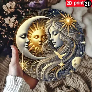Sun & Moon Aluminum Art Print - 7.87" Waterproof Wall Decor
