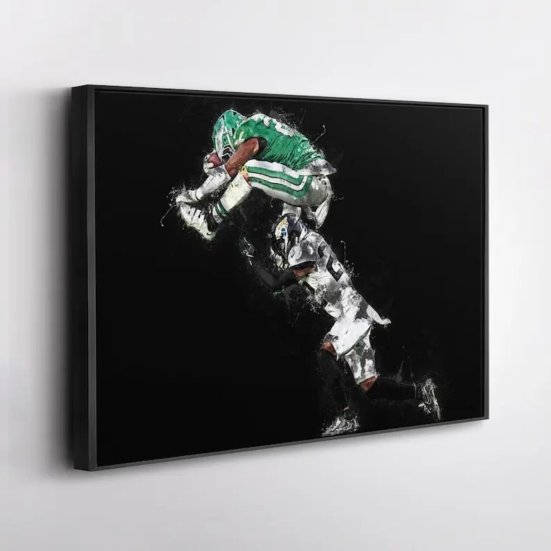 Saquon Barkley Reverse Hurdle Philadelphia Eagles Print Poster, Football Poster, Gift for Eagles Fans, Football Gift, Poster Gift - Unframed