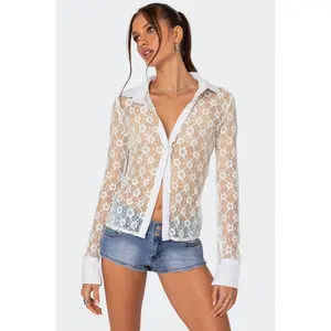 Cecilia Sheer Lace Button Up Shirt
