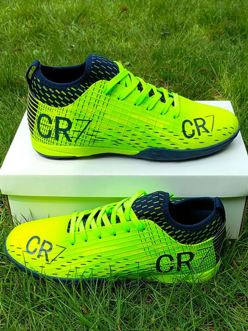 Unisex's Letter Print Low Top Spike Football Shoes, Soccer Shoes, Breathable Comfortable Football Cleats, Football Training Shoes, Football Boots for All Seasons